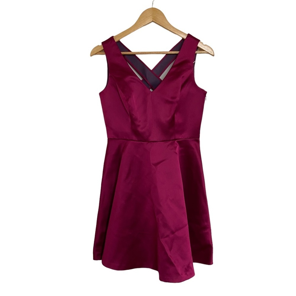 Shoshanna Midnight Satin V-Neckline Dress